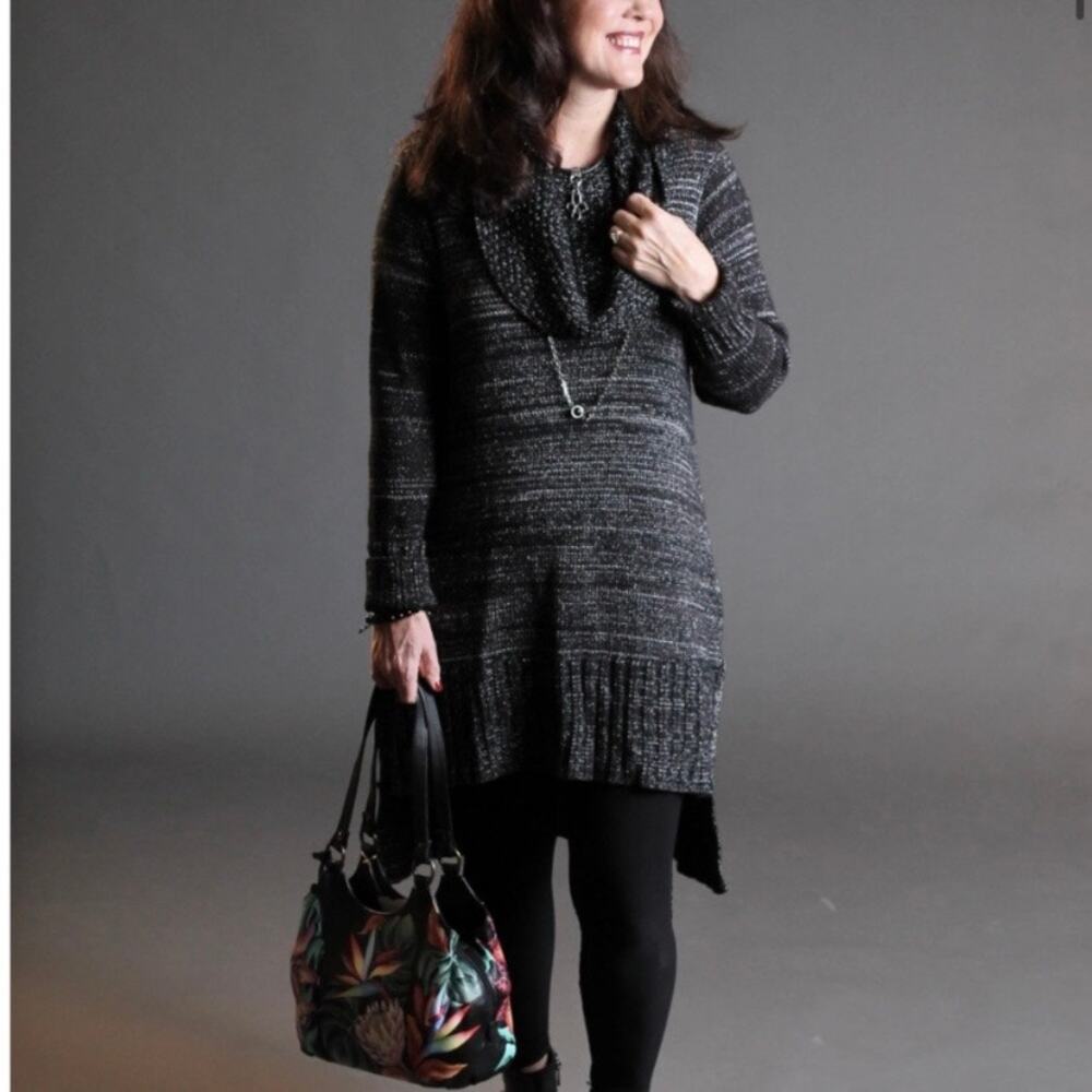 Sympli Black Cowl Neck Lockhart Tunic Sweater Sz.M